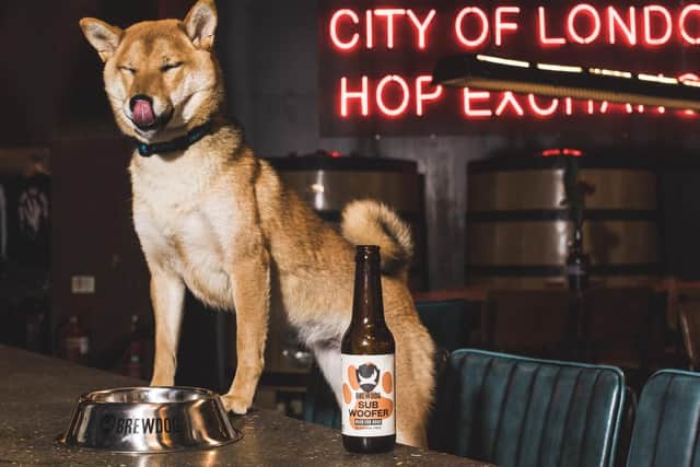 Subwoofer IPA is an alcohol and hop-free, non-carbonated beer, containing canine-friendly B vitamins and probiotics beneficial for dogs, made by independent craft brewer, BreeDog.