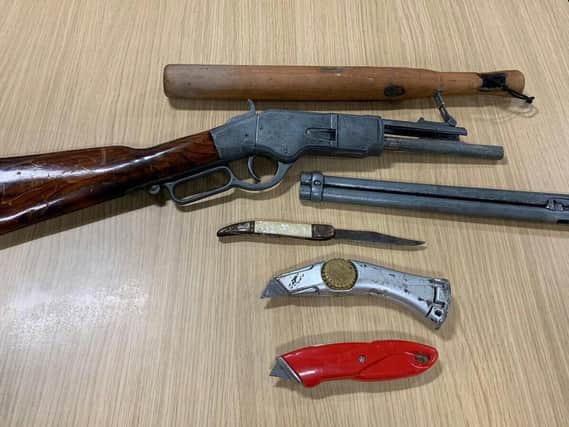Weapons were seized after police officers searched a number of homes in Rotherham
