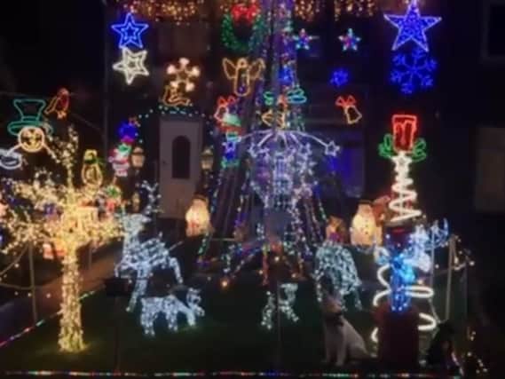 Jamie Horne's Christmas lights at Westfield Avenue, Thurlstone. The family raise money for West Yorkshire Dog Rescue every year with their light display