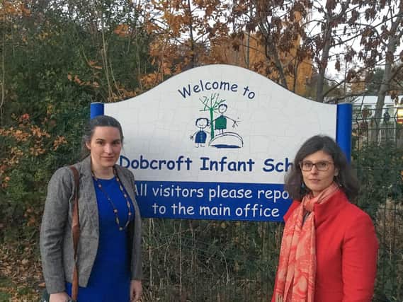 Laura Gordon and Layla Moran at Dobcroft Infant School