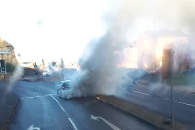 Firefighters were called out to a smoking car in Sheffield