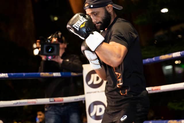 Kid Galahad at a Winter Garden media workout. Picture By Mark Robinson.