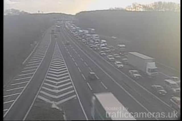 Three vehicles were involved in a crash on the M1, near Barnsley, earlier this afternoon