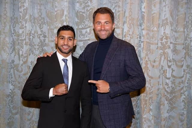 Amir Khan and Promoter Eddie Hearn. Picture By Mark Robinson.
