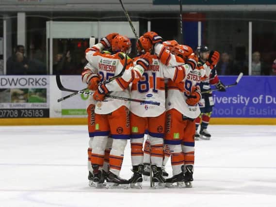 Celebration for Steelers at Dundee. Pic by Derek Black