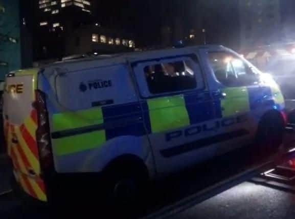A police van was involved in a collision with a car in Sheffield last night