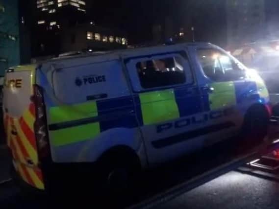 A police van was involved in a collision with a car in Sheffield last night
