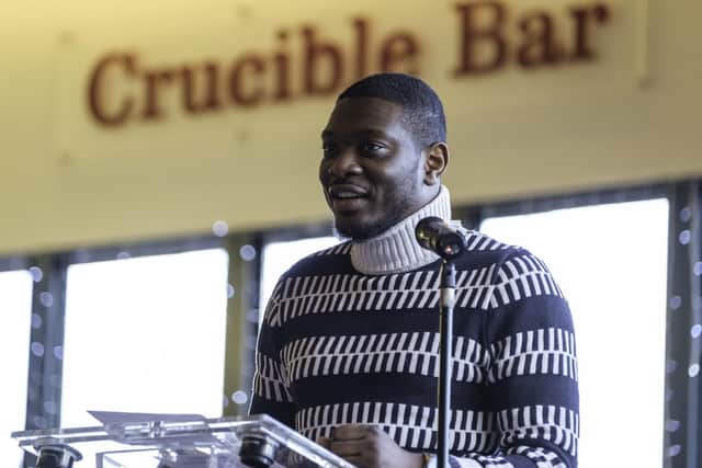 Pride Mbi Agbor at the Universal Declaratioin of Human Rights 70th anniversary at the Crucible in Sheffield.
