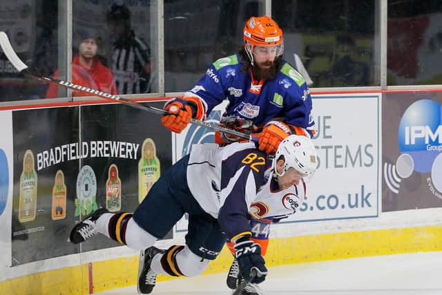 Ryan Martinelli gets stuck in, against Guildford. Pic Hayley Roberts