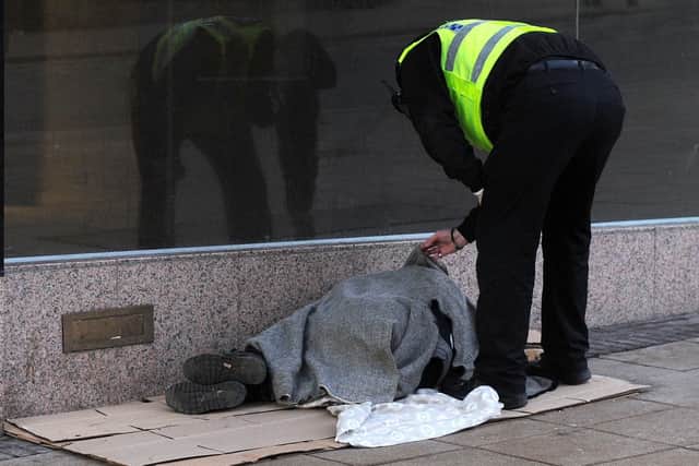 A rough sleeper in Sheffield city centre.