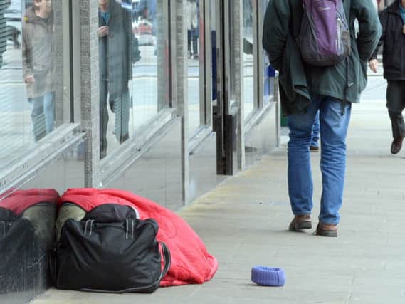 Homelessness in Sheffield city centre.
