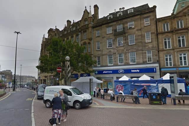 The bottom of Fargate in Sheffield city centre, where the assault allegedly took place (pic: Google)