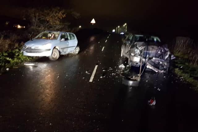 A two car collision on Arhthorpe Lane in Doncaster which left one driver with serious injuries.