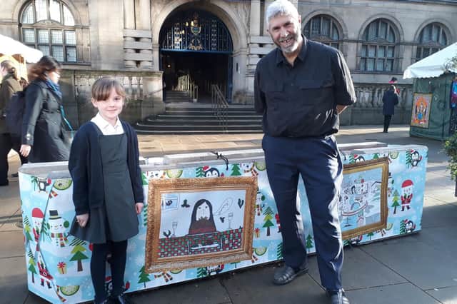 Heather Parnell, aged 9, with councillor Jim Steinke, cabinet for neighbourhoods and community safety