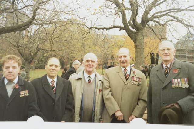 Geoffrey pictured right at a Remembrance Day service at the Regimental War memorial, Weston Park