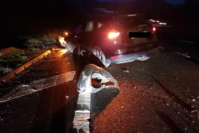 Vehicles involved in a crash on the M1 at junction 33 this morning. Pictures: SYP Operational Support