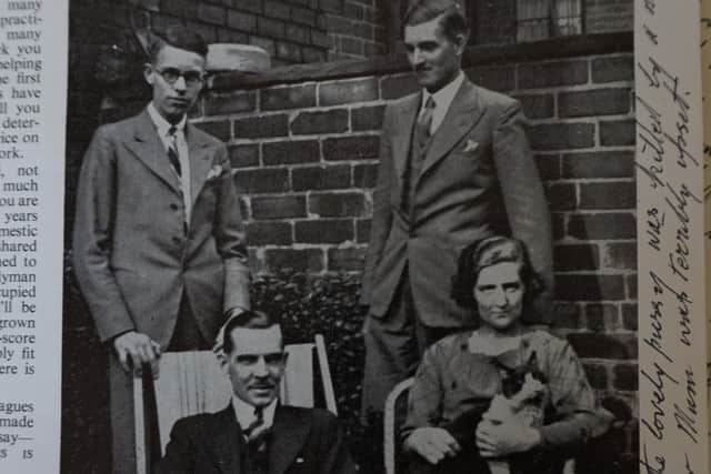 Robert, back right, with older brother John, father Arthur and mother Ellen at their home in Sheffield.
