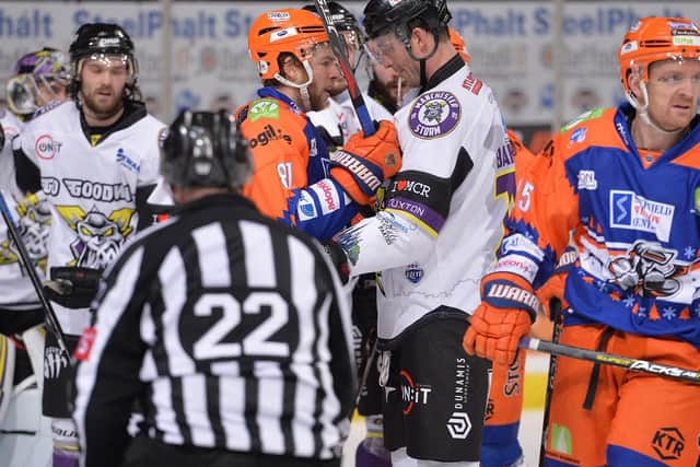 Ben O'Connor has a word against Manchester Storm