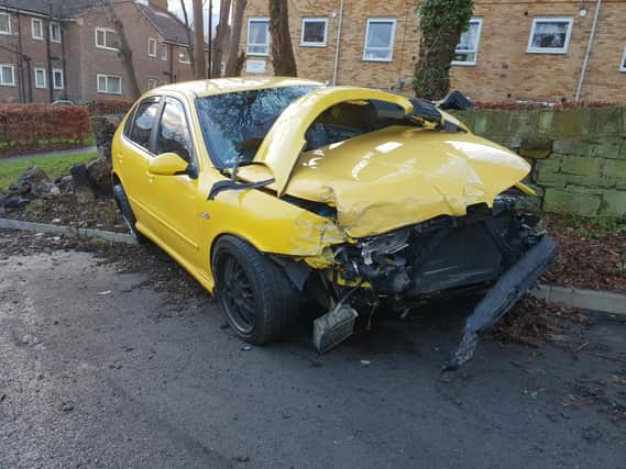 A drink driver was arrested after crashing in Sheffield the day after he bought a car