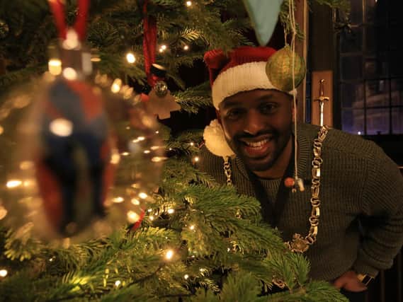 The Lord Mayor of Sheffield Magid Magid asked the people of Sheffield to help him decorate the Christmas Tree in the Lord Mayor's Parlour at the Town Hall. Pictured is Lord Mayor of Sheffield Magid Magid. Picture: Chris Etchells