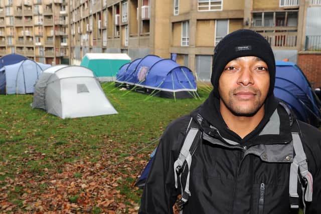 Anthony Cunningham at the first Sheffield Tent City in December 2016.