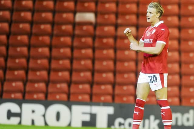 Barnsley's Brad Potts celebrates after scoring