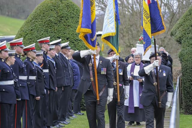 Standard bearers at the funeral of WWII veteran Louise Jennings