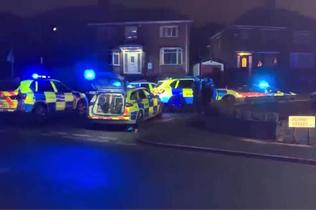 The scene at the junction of Rushby Street and Earl Marshal Road last night. Picture: Nasar Raoof