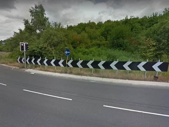 A car crashed into Meadowhall roundabout, earlier today