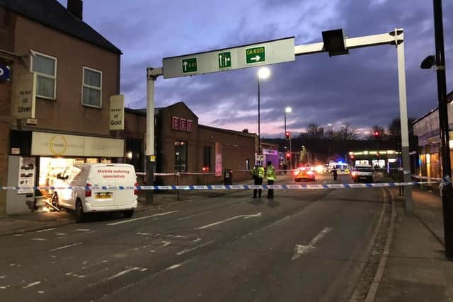 The scene in London Road, following a ram raid at The Chapel Jewellers. Picture: Dan Hayes