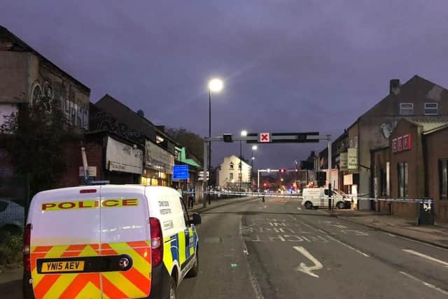 The scene in London Road, following a ram raid at The Chapel Jewellers. Picture: Dan Hayes