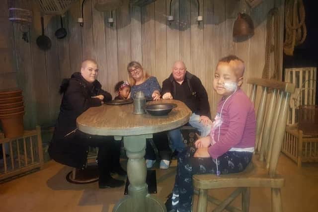 Terneesha Beatson, aged seven, of Gleadless, Sheffield, at Harry Potter World in London, with her family. The trip was paid for by Sheffield-based charity Create A Dream Foundation.