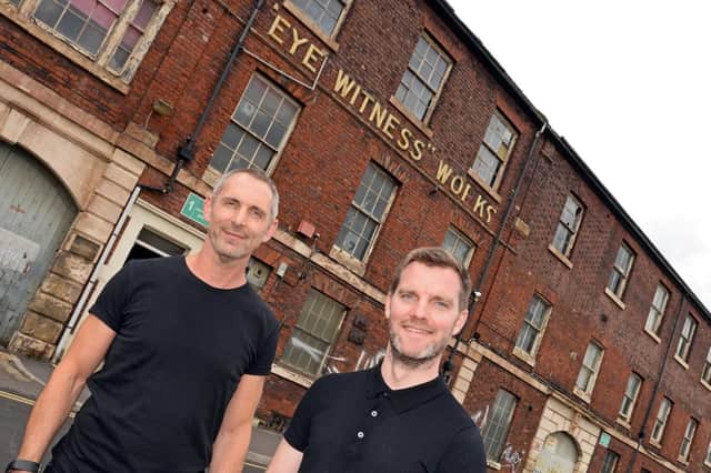Adam Higgins and Tim Heatley, co-founders of Capital&Centric, outside the former Eye Witness works