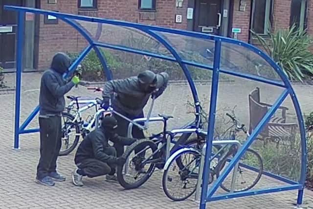 Three men are being hunted over the theft of a 4,000 electric bike in Sheffield