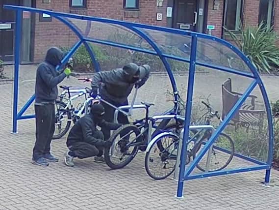 Three men are being hunted over the theft of a 4,000 electric bike in Sheffield