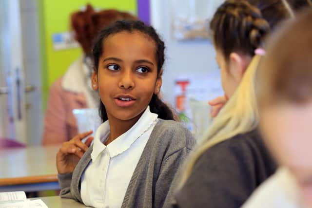 Primary school pupils from Arbourthorne Primary School are being taught Latin to help improve literacy standards. The initiative is being supported by Classics teachers from Sheffield High School for Girls. Pictured is Elbethel Behailu, 11. Picture: Chris Etchells