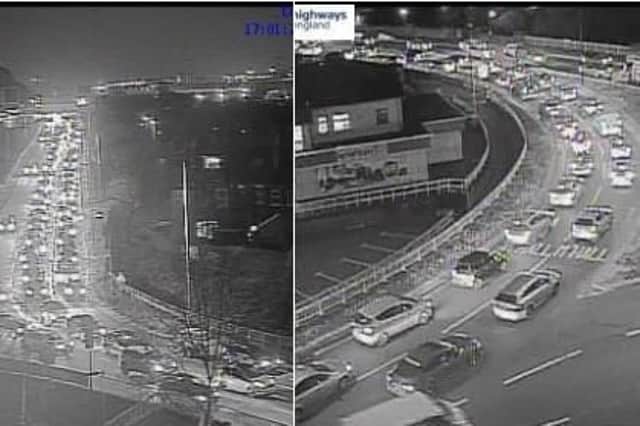 Traffic at junction 34 of the M1. Picture: Highways England.