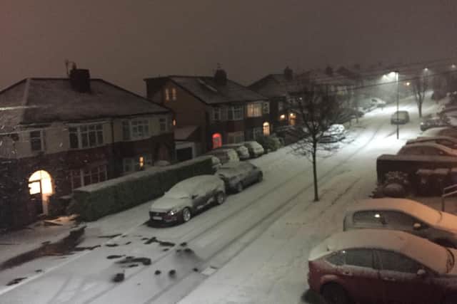 Snow caused disruption in parts of Sheffield on Friday night. This was the scene in Crosspool. Picture: Chris Holt / The Star.