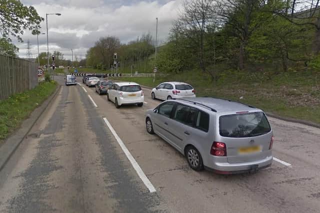 The northbound exit slip road of the M1 at junction 34 for Meadowhall. Picture: Google.