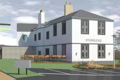 How Carbrook Hall will look once it has been converted into a drive-thru Starbucks cafe (pic: DLP Planning/West Street Leisure)