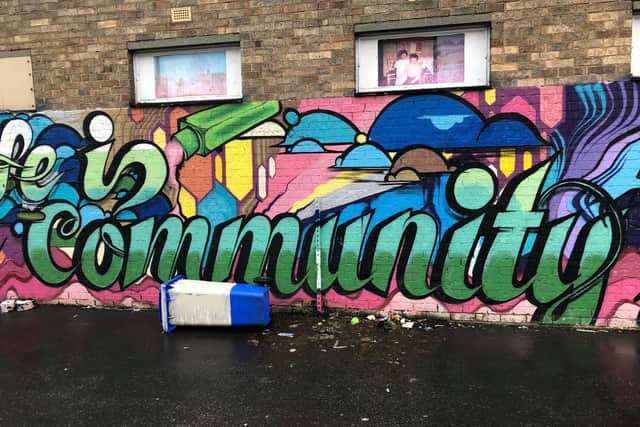 Graffiti painted by young people from the My Life Project service based at the SOAR Works Enterprise Centre.