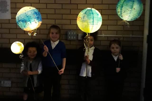 Children with their handmade lanterns