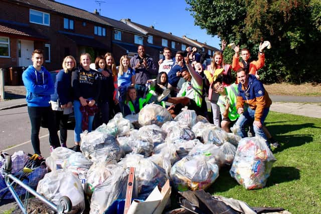 Litter pickers in Gleadless with the bags of rubbish they collected