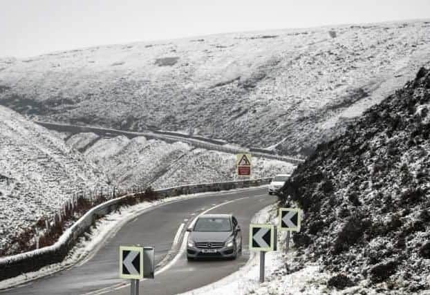 Icy conditions on the Snake Pass near Sheffield.