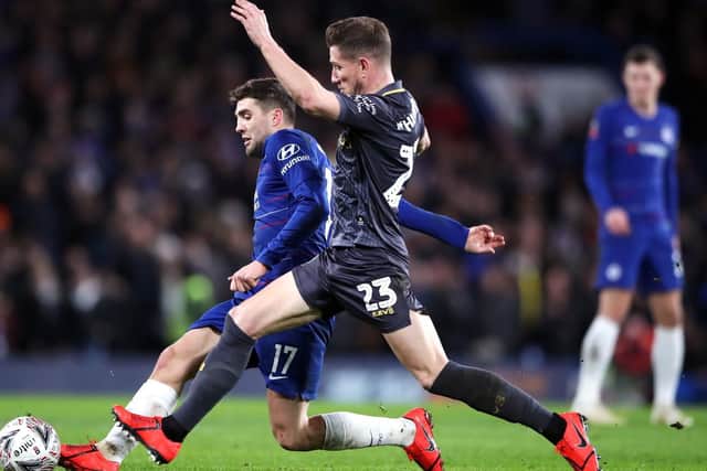 Chelsea's Mateo Kovacic (left) and Sheffield Wednesday's Sam Hutchinson battle for the ball. Photo: Nick Potts/PA Wire.