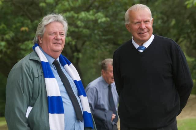 Allan Barr (left) pictured at the funeral of Sheffield Wednesday legend Johnny Fantham in 2014. Picture: Dean Atkins