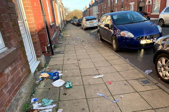 Some streets in Darnall are littered with rubbish