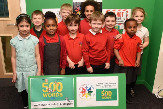 Pupils from Hunter's Bar Infant School having been recording voice overs for the 500 words launch, which will be on the Radio 2 breakfast show with Zoe Ball.