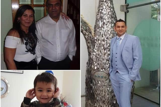 Clockwise from top: Husband and wife Vlasta Dunova, 41, and Miroslav Duna, 50; Adnan Ashraf Jarral and his one-year-old son, Mohammed Adnan