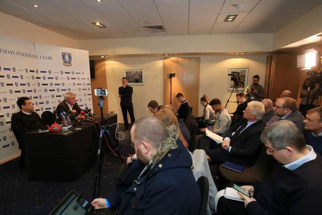 Steve Bruce meets with the media for the first time as Sheffield Wednesday boss. Picture: Chris Etchells